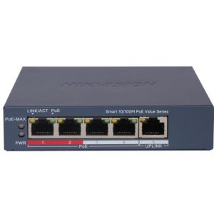 hikvision ds 3e1105p ei/m 4 port fast ethernet smart poe switch