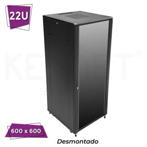 keynet fr4 cs2266 u key1 armario rack de solo 22u 19" porta de cristal, desmontado + acessórios key1 (prateleira+ventilador duplo+pdu8) incluidos