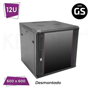 keynet fr6 c1266 gs key4 armario rack gs de parede 12u 19" porta de cristal + acessórios key4 (prateleira+ventilador+pdu8) incluidos