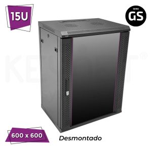 keynet fr6 c1566 gs key4 armario rack gs de parede 15u 19" porta de cristal + acessórios key4 (prateleira+ventilador+pdu8) incluidos