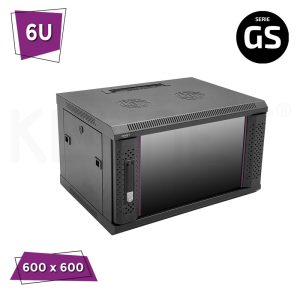 keynet fr6 c0666 gs key4 armario rack gs de parede 6u 19" porta de cristal + acessórios key4 (prateleira+ventilador+pdu8) incluidos