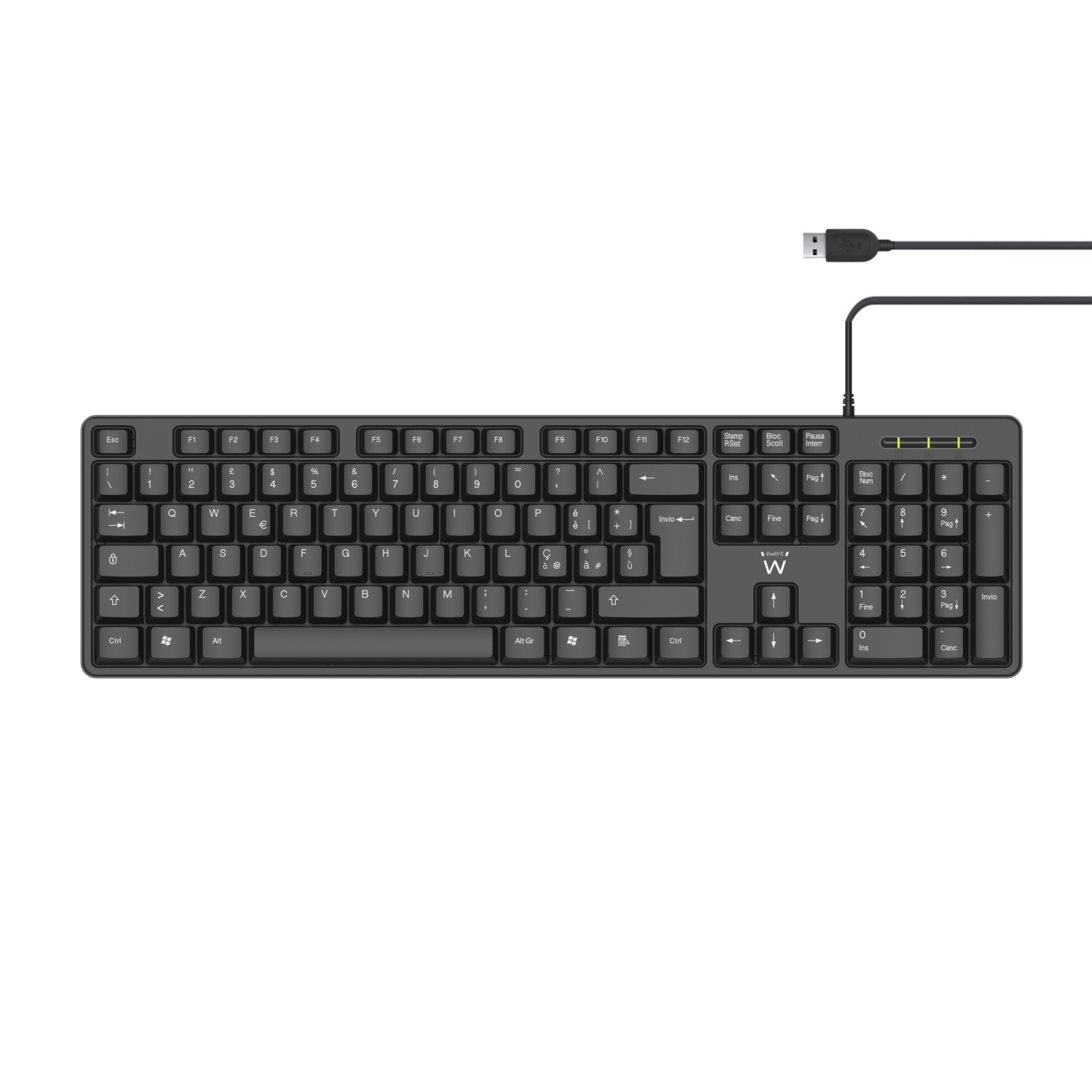 teclado ewent usb preto slim