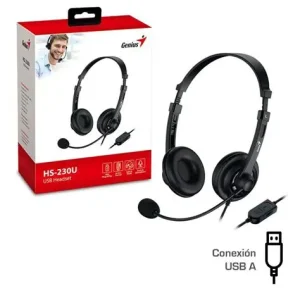 HS GENIUS HS-230U C/ MIC P/PC USB-A PRETO
