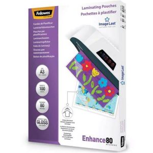 BOLSAS PLASTIFIC.FELLOWES BRILHO 80MIC A3 PACK.100